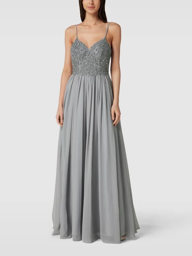 Laona Abendkleid Mit Ziersteinbesatz - Mittelgrau 3 Laona Abendkleid Mit Ziersteinbesatz - Mittelgrau