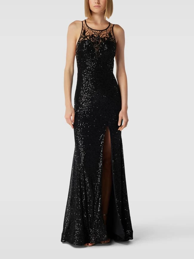 Unique Abendkleid Mit Paillettenbesatz - Schwarz 3 Unique Abendkleid Mit Paillettenbesatz - Schwarz