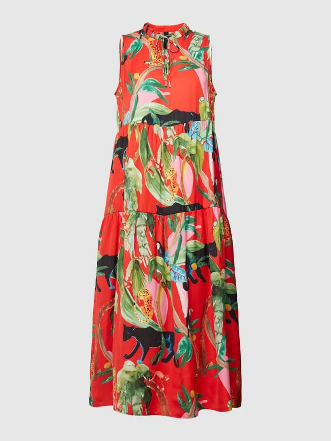 Marc Cain Blusenkleid Mit Allover-Muster - Rot 4 Marc Cain Blusenkleid Mit Allover-Muster - Rot – Bild 2