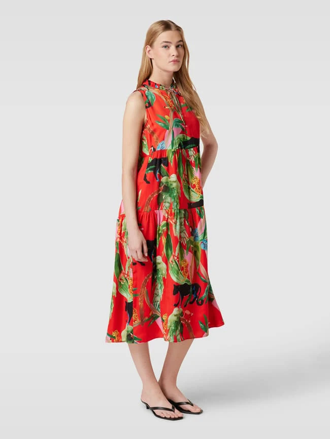 Marc Cain Blusenkleid Mit Allover-Muster - Rot 3 Marc Cain Blusenkleid Mit Allover-Muster - Rot