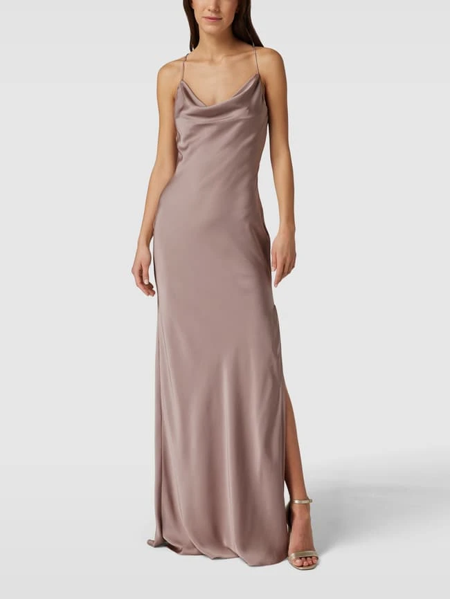 Unique Abendkleid Mit Wasserfall-Ausschnitt - Altrosa 3 Unique Abendkleid Mit Wasserfall-Ausschnitt - Altrosa