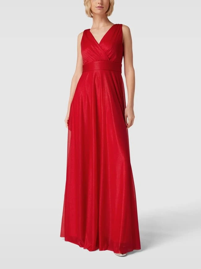 Christian Berg Cocktail Abendkleid In Wickel-Optik - Hellrot Meliert 3 Christian Berg Cocktail Abendkleid In Wickel-Optik - Hellrot Meliert