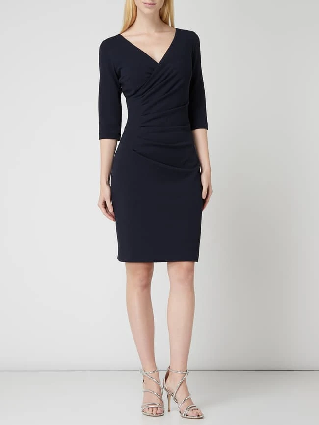 Paradi Cocktailkleid Aus Krepp Mit Drapierten Falten - Dunkelblau 3 Paradi Cocktailkleid Aus Krepp Mit Drapierten Falten - Dunkelblau