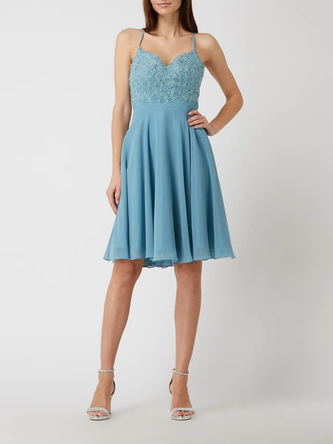 Luxuar Cocktailkleid Aus Spitze Und Chiffon - Aqua Blau 3 Luxuar Cocktailkleid Aus Spitze Und Chiffon - Aqua Blau