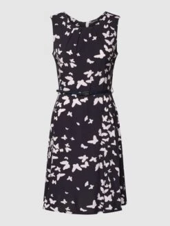 Montego Knielanges Kleid Aus Viskose Mit Taillengürtel - Marineblau