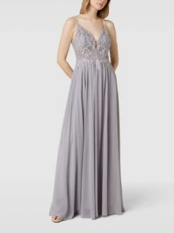 Laona Abendkleid Mit Floralen Stickereien - Silber