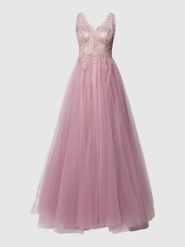 TROYDEN COLLECTION Abendkleid Mit Floralen Stickereien - Altrosa 4 TROYDEN COLLECTION Abendkleid Mit Floralen Stickereien - Altrosa – Bild 2