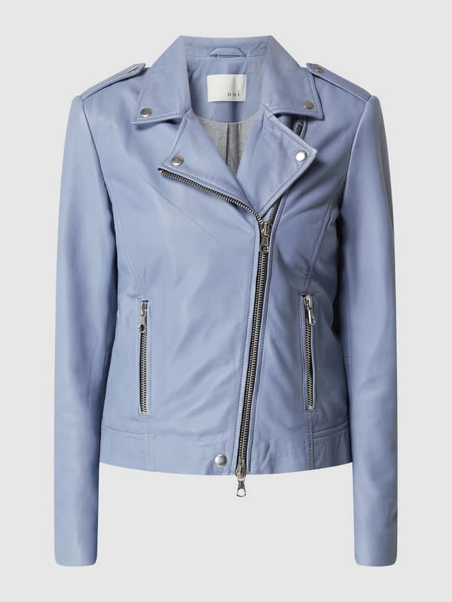 Oui Lederjacke Im Biker-Look - Bleu 4 Oui Lederjacke Im Biker-Look - Bleu – Bild 2