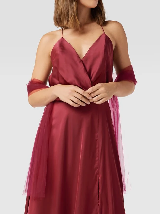 Unique Abendkleid Mit Spaghettiträgern - Dunkelrot 5 Unique Abendkleid Mit Spaghettiträgern - Dunkelrot – Bild 3
