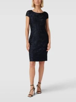 Christian Berg Cocktail Etuikleid Mit Strukturmuster - Marineblau Meliert