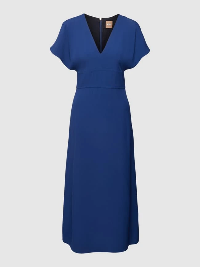 BOSS Midikleid Mit V-Ausschnitt Modell 'Dawinga' - Marineblau 4 BOSS Midikleid Mit V-Ausschnitt Modell 'Dawinga' - Marineblau – Bild 2