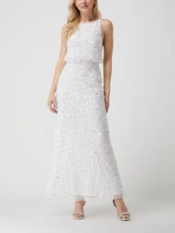 MAYA DELUXE Abendkleid Mit Pailletten - Offwhite
