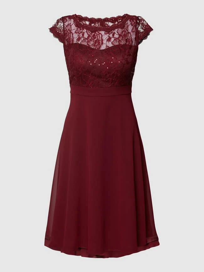 Christian Berg Cocktail Cocktailkleid Mit Häkelspitze-Besatz - Dunkelrot 4 Christian Berg Cocktail Cocktailkleid Mit Häkelspitze-Besatz - Dunkelrot – Bild 2