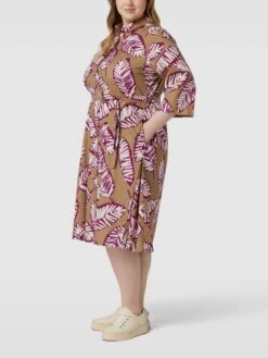 Marina Rinaldi Blusenkleid Mit Floralem Allover-Muster Modell 'DANESE' - Sand