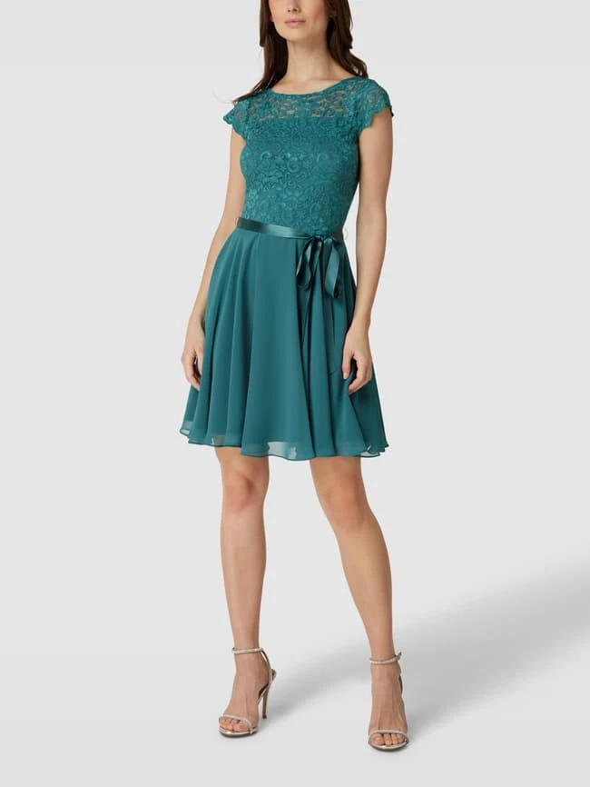 Swing Cocktailkleid Mit Spitzenbesatz - Petrol 3 Swing Cocktailkleid Mit Spitzenbesatz - Petrol