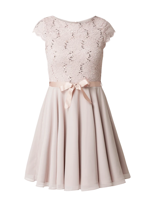 Swing Cocktailkleid Aus Floraler Spitze Und Chiffon - Rosa 4 Swing Cocktailkleid Aus Floraler Spitze Und Chiffon - Rosa – Bild 2