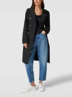 Montego Trenchcoat Mit Doppelreihiger Knopfleiste - Schwarz