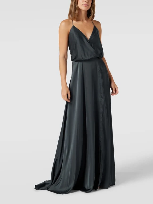 Unique Abendkleid Mit Spaghettiträgern - Dunkelgrün 3 Unique Abendkleid Mit Spaghettiträgern - Dunkelgrün