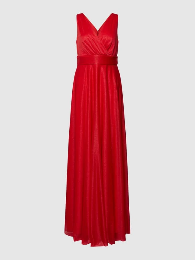 Christian Berg Cocktail Abendkleid In Wickel-Optik - Hellrot Meliert 4 Christian Berg Cocktail Abendkleid In Wickel-Optik - Hellrot Meliert – Bild 2