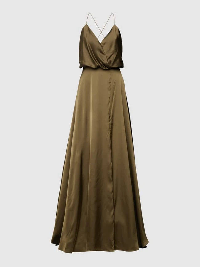 Unique Abendkleid Mit Spaghettiträgern - Khaki 4 Unique Abendkleid Mit Spaghettiträgern - Khaki – Bild 2