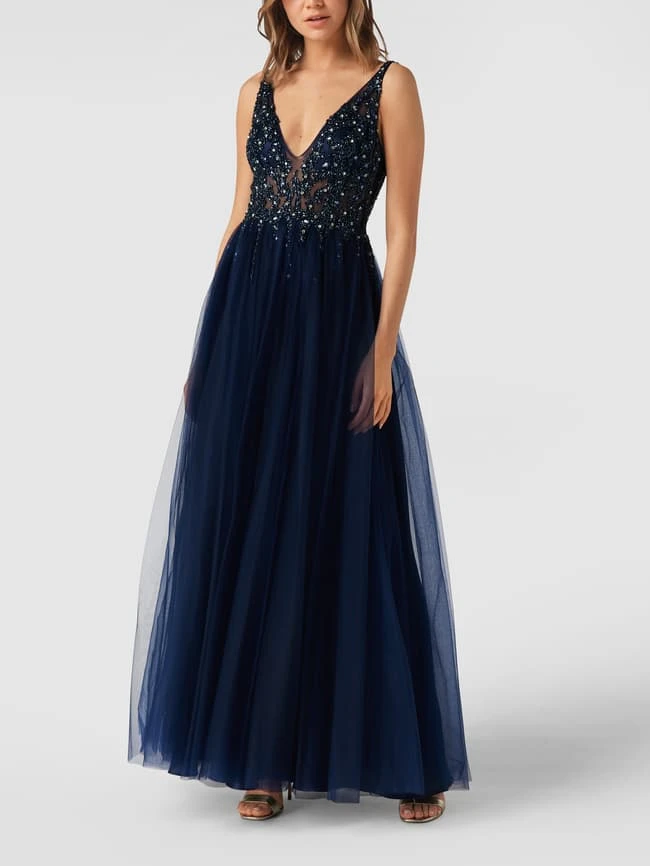 Mascara Abendkleid In Maxilänge Aus Tüll - Dunkelblau 3 Mascara Abendkleid In Maxilänge Aus Tüll - Dunkelblau