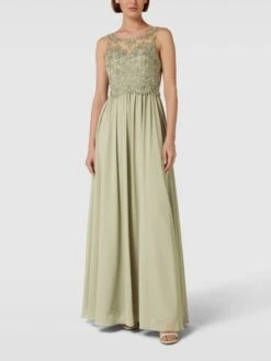 Laona Abendkleid Mit Floralen Stickereien - Olivgrün