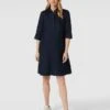 Christian Berg Woman Blusenkleid Aus Leinen Mit Umlegekragen - Marineblau