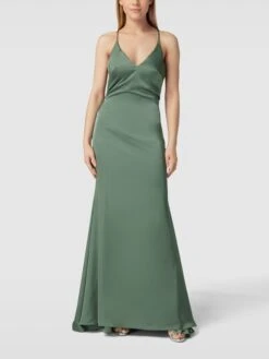 Mascara Abendkleid Aus Satin Mit Schnürung - Grün