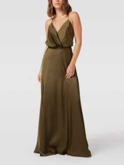 Unique Abendkleid Mit Spaghettiträgern - Khaki