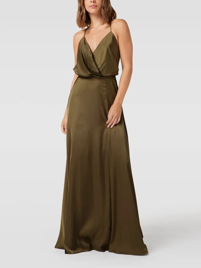 Unique Abendkleid Mit Spaghettiträgern - Khaki 3 Unique Abendkleid Mit Spaghettiträgern - Khaki