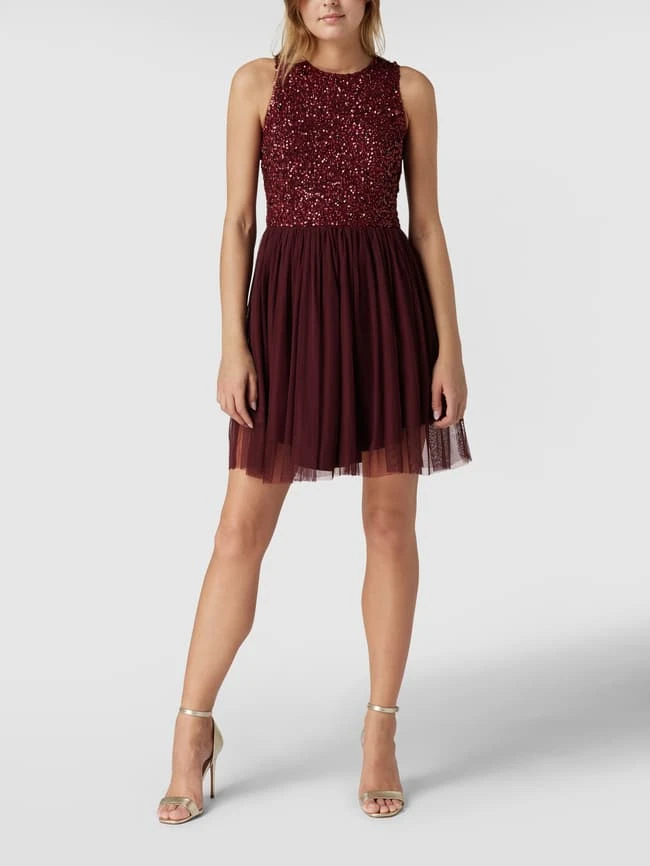 LACE & BEADS Cocktailkleid In Minilänge Mit Paillettenbesatz - Bordeaux Rot 3 LACE & BEADS Cocktailkleid In Minilänge Mit Paillettenbesatz - Bordeaux Rot
