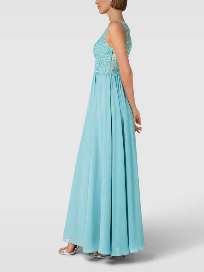 Laona Abendkleid Mit Ziersteinen Und Floralen Stickereien - Aqua Blau 6 Laona Abendkleid Mit Ziersteinen Und Floralen Stickereien - Aqua Blau – Bild 4