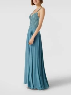Mascara Abendkleid Mit Zierbesatz - Aqua Blau