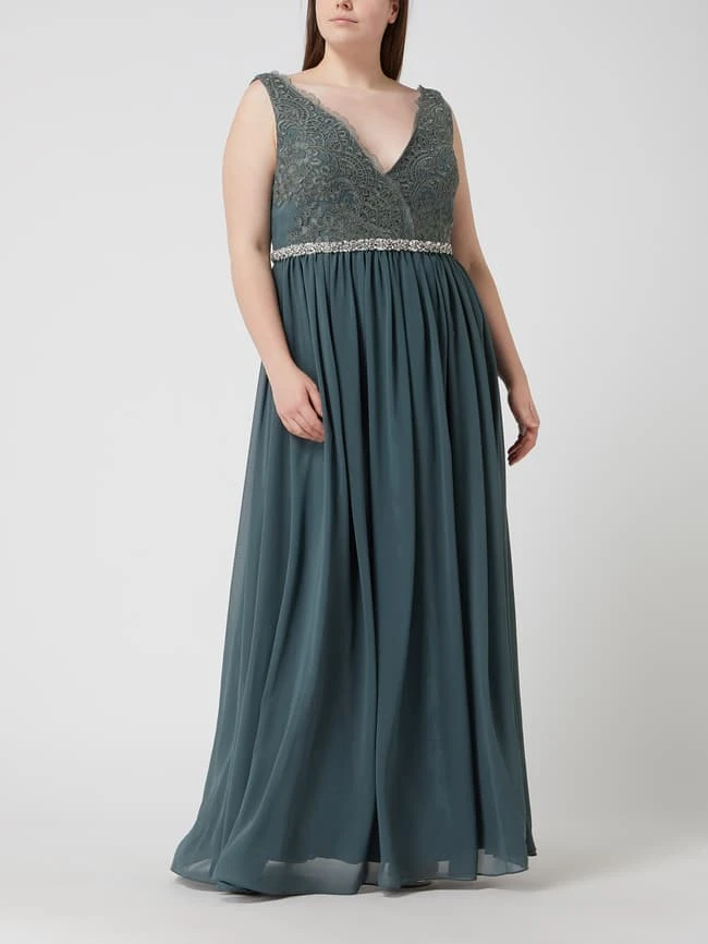 My Mascara Curves PLUS SIZE Abendkleid Aus Tüll Und Chiffon - Grün 3 My Mascara Curves PLUS SIZE Abendkleid Aus Tüll Und Chiffon - Grün