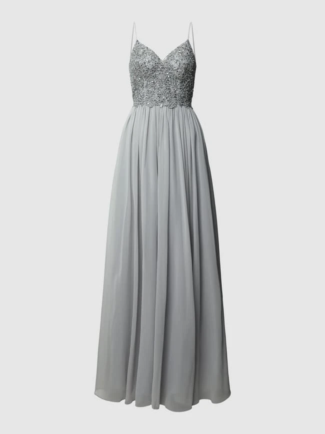 Laona Abendkleid Mit Ziersteinbesatz - Mittelgrau 4 Laona Abendkleid Mit Ziersteinbesatz - Mittelgrau – Bild 2