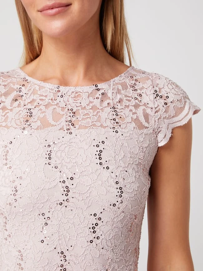 Swing Cocktailkleid Aus Floraler Spitze Und Chiffon - Rosa 5 Swing Cocktailkleid Aus Floraler Spitze Und Chiffon - Rosa – Bild 3