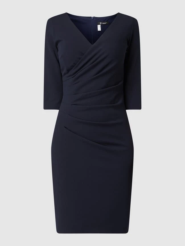 Paradi Cocktailkleid Aus Krepp Mit Drapierten Falten - Dunkelblau 4 Paradi Cocktailkleid Aus Krepp Mit Drapierten Falten - Dunkelblau – Bild 2