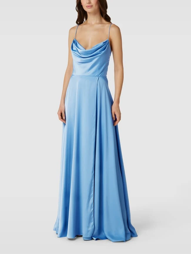 V.M. Abendkleid Mit Wasserfall-Ausschnitt - Hellblau 3 V.M. Abendkleid Mit Wasserfall-Ausschnitt - Hellblau